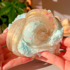 Winter Sunset Stroll Shimmer Gold Blue Cabin Snow Fizz Slime Fantasies Shop Swirl