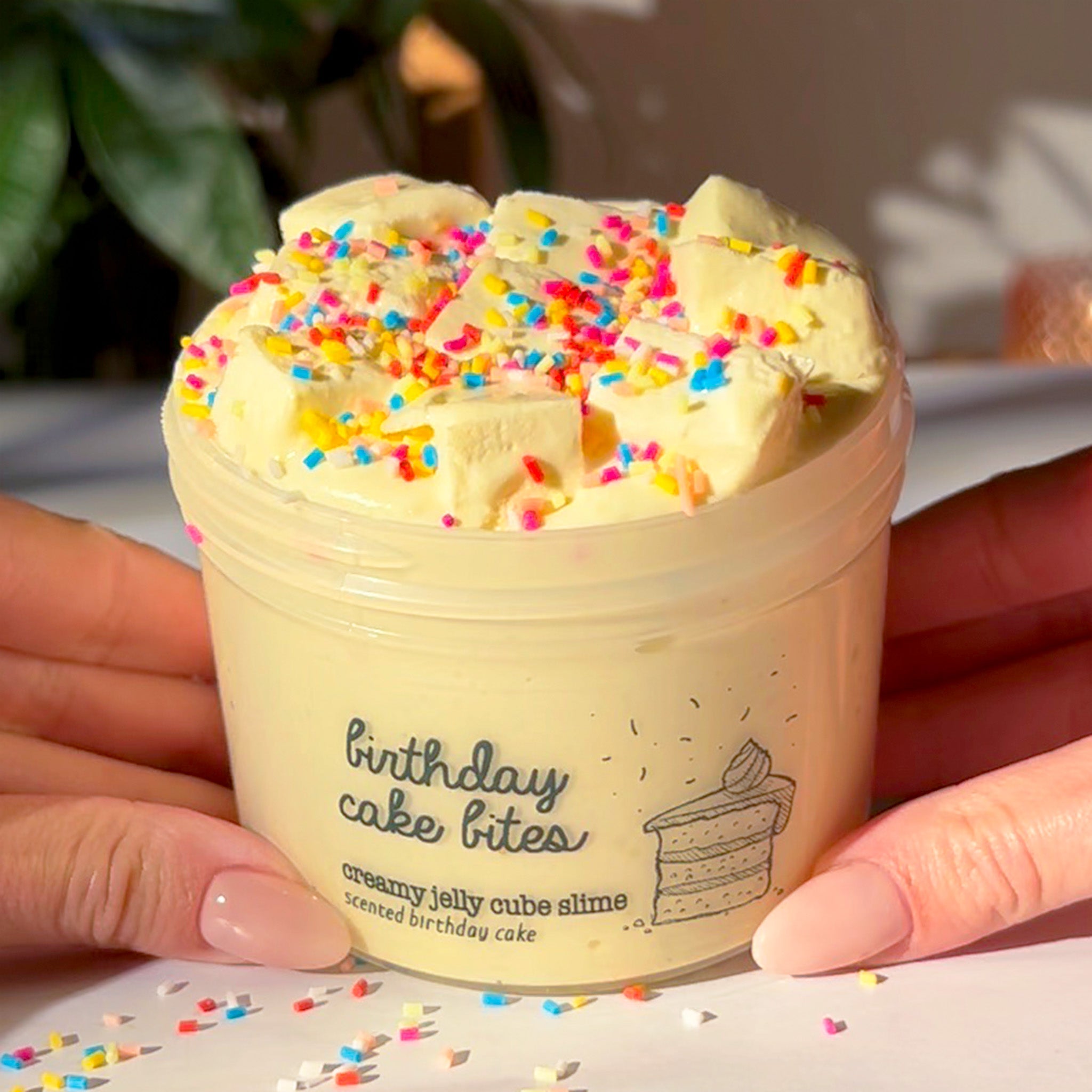 Birthday Cake Bites Creamy Jelly Cube Slime Fantasies 9oz Front View