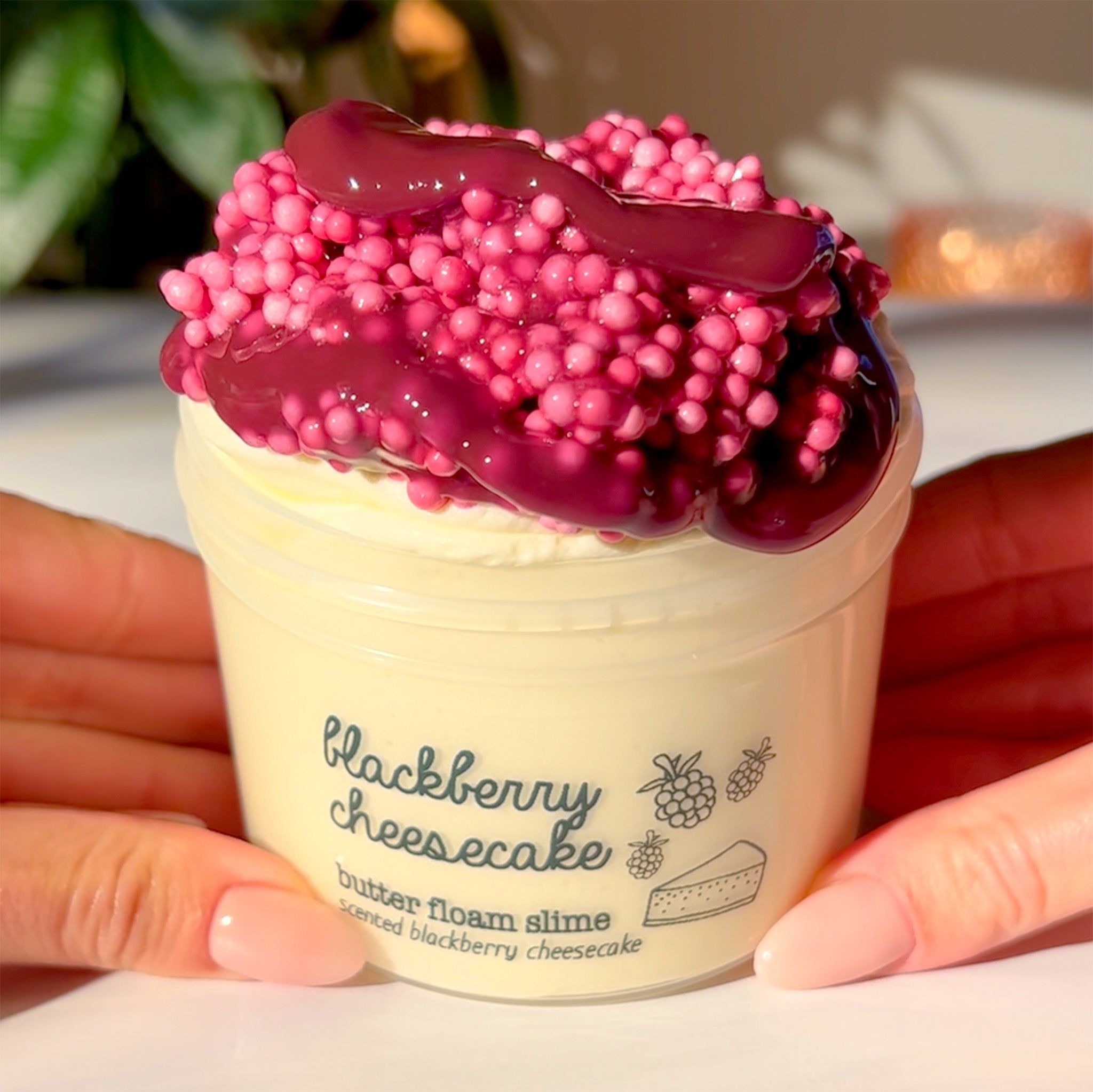 Blackberry Cheesecake Floam Crunchy White Purple Slime Fantasies Shop 9oz Front View