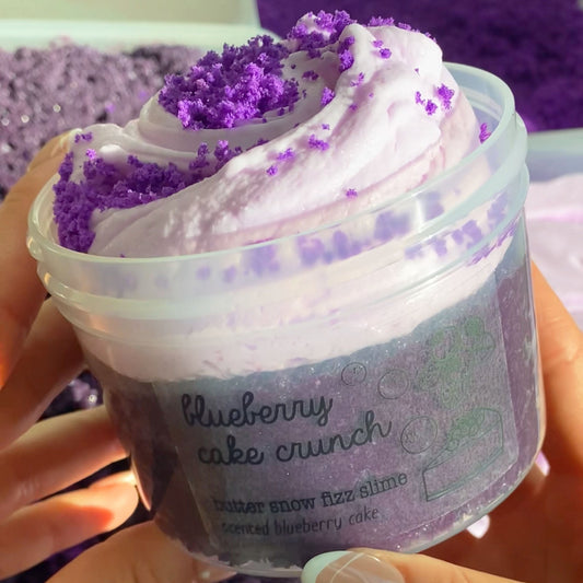 Blueberry Cake Crunch Purple Butter Snow Fizz Crunchy Slime Shop 9oz Front View Holding