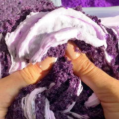 Blueberry Cake Crunch Purple Butter Snow Fizz Crunchy Slime Shop 9oz Front View Holding 2