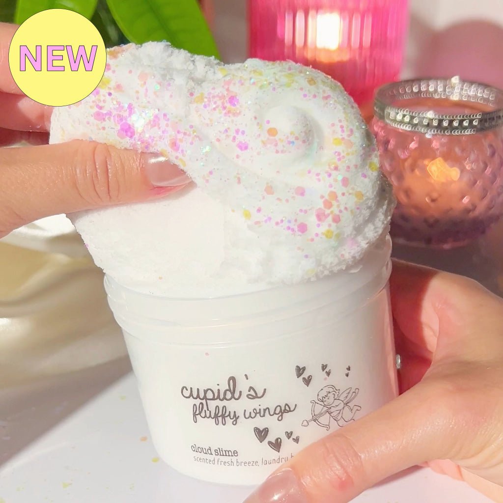 Cupids Fluffy Wings Valentines Slime White Fluffy Cloud Slime Fantasies 9oz Front View Pull