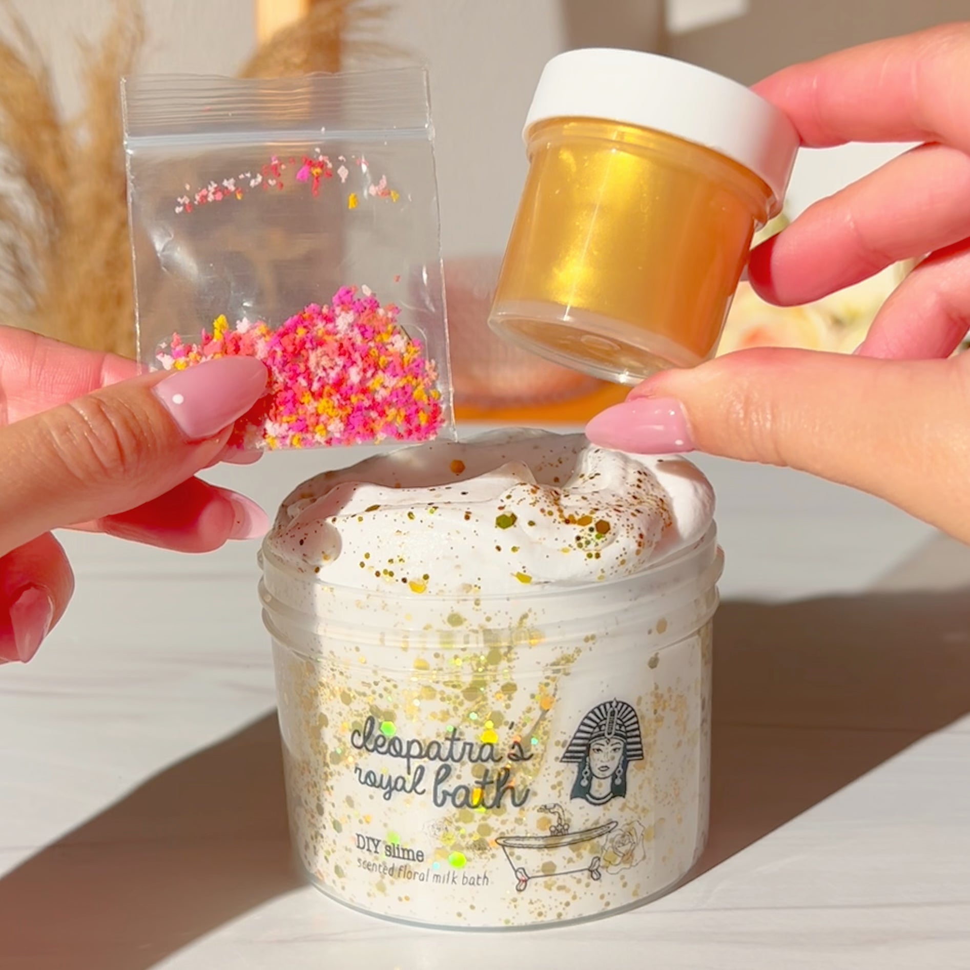 Cleopatras Royal Bath Egypt Gold White DIY Slime Slime Fantasies Shop 9oz Set
