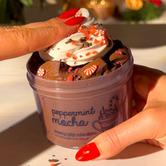 Peppermint Mocha Christmas Winter Jelly Cube Slime Fantasies Shop 9oz Front View Push