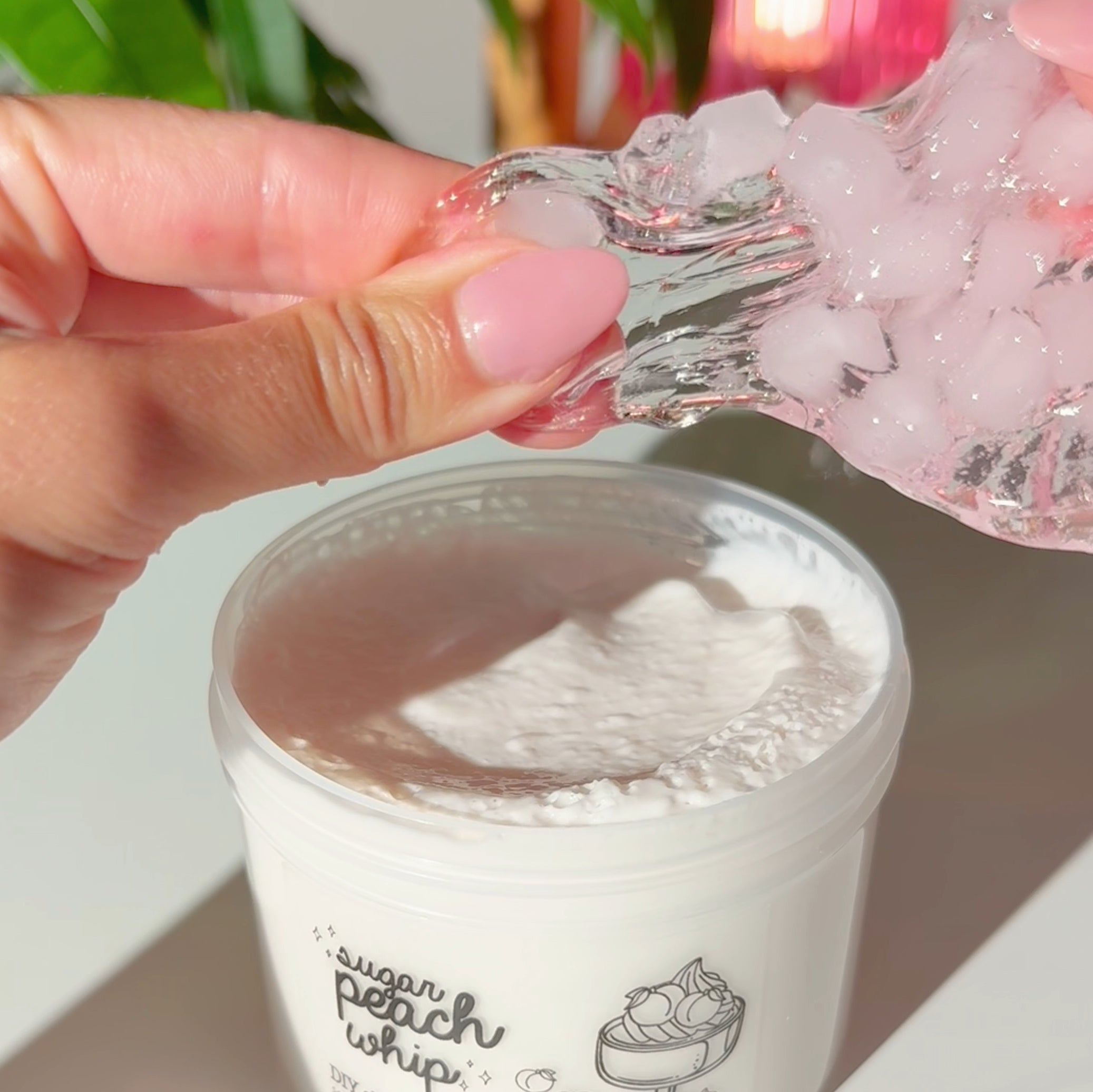 Sugar Peach Whip White Pastel Peach DIY Slay Clear Jelly Cube Slime Sugarfoam Island Fruity Peach Compote Scented Slime Fantasies Shop Sauce Squish