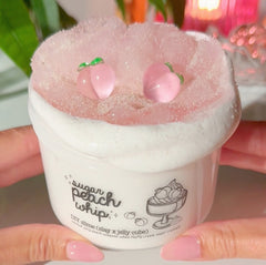 Sugar Peach Whip White Pastel Peach DIY Slay Clear Jelly Cube Slime Sugarfoam Island Fruity Peach Compote Scented Slime Fantasies Shop 9 oz Front View 2