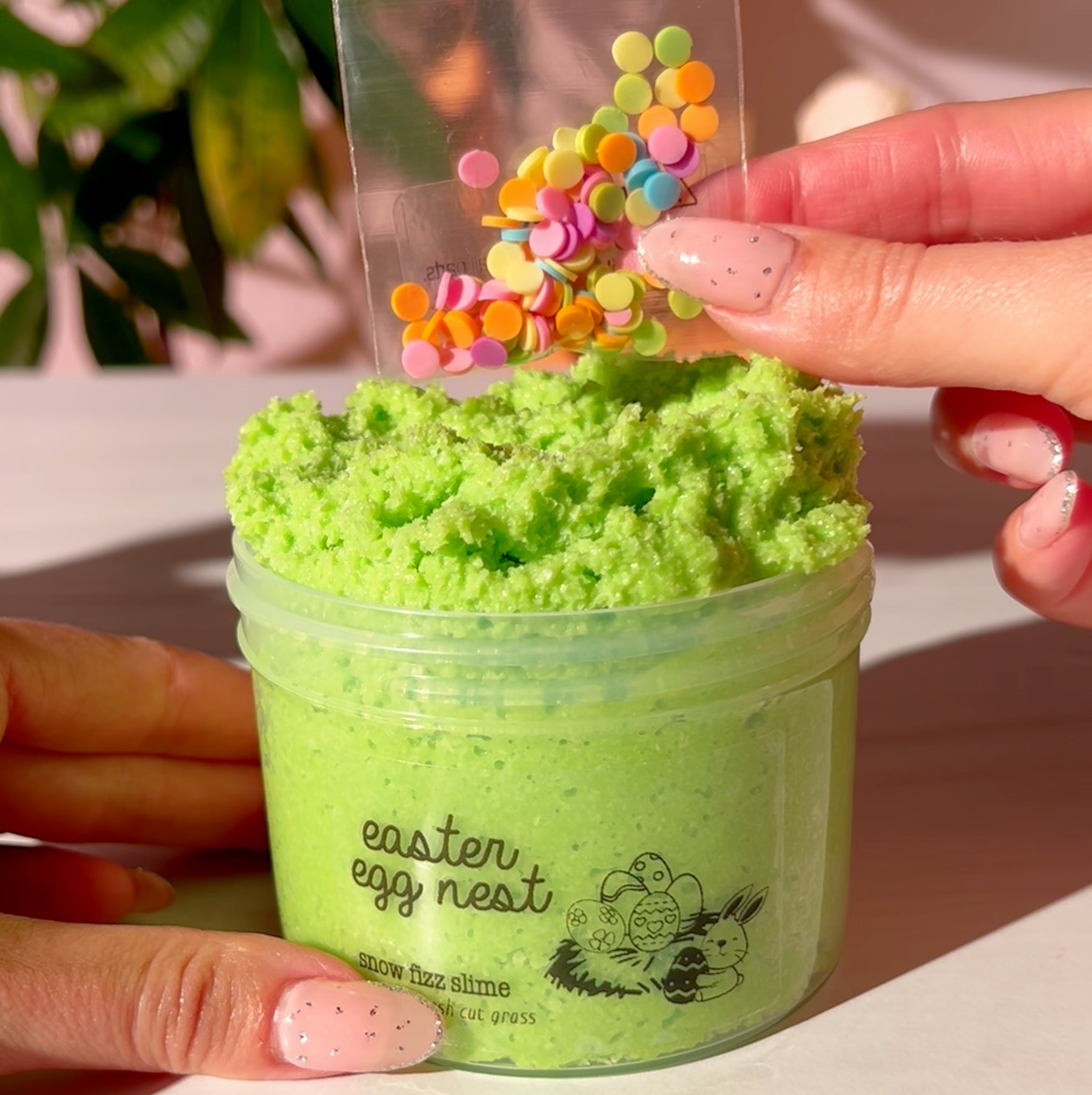 Easter Egg Nest Green Snow Fizz Slime Easter Slime Fantasies Shop 9oz Set