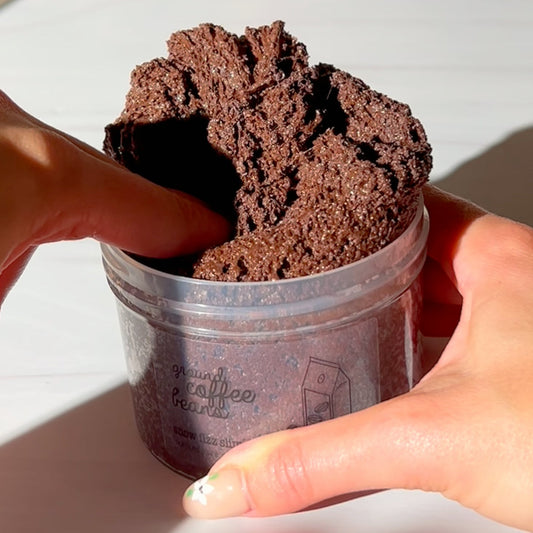 Ground Coffee Beans Brown Snow Fizz Slime Cozy Coffee Shop Slime Fantasies Shop 9oz Push
