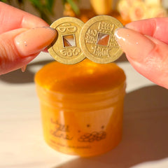 Lucky Gold Coins Clear Unscented Slime Fantasies Shop 9oz Front View Coins