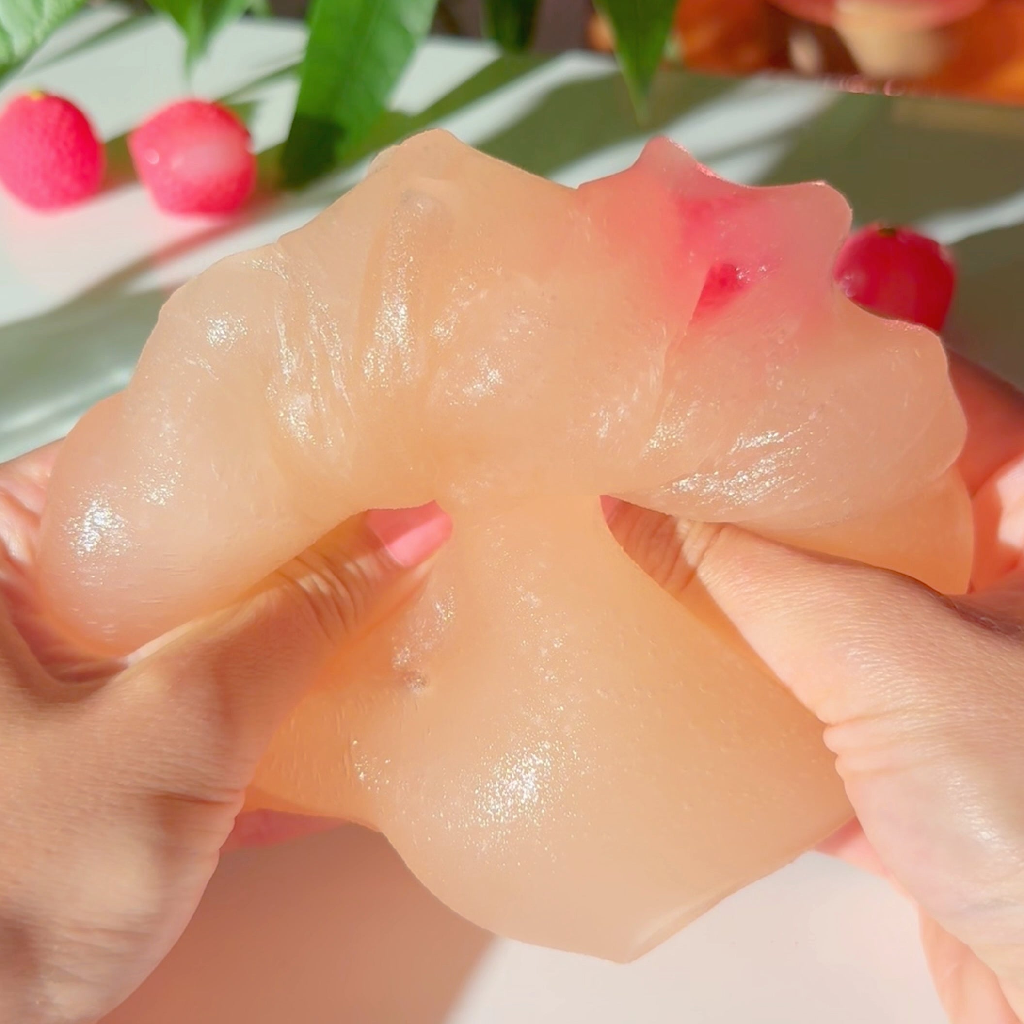 Lychee Guava Jelly Light Peachy Jelly Slime Sugarfoam Island Fruity Scented Slime Fantasies Shop Swirled Squeeze