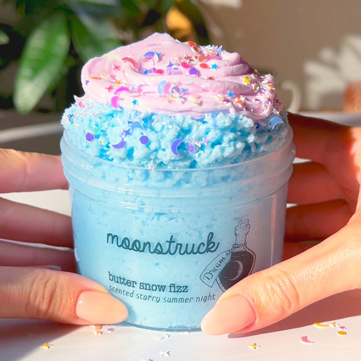 Moonstruck Moon Crunchy Pastel Blue Purple Snow Fizz Butter Slime Slime Fantasies Shop 9oz Front View