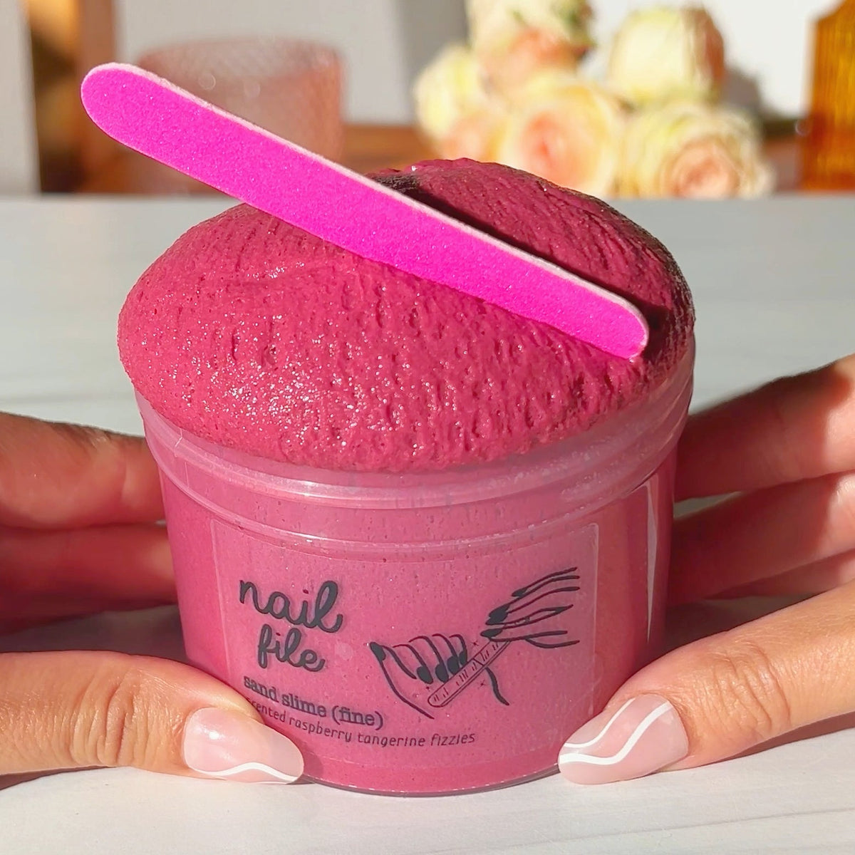 Nail File Nail Salon Magenta Red Pink Sand Slime Slime Fantasies Shop 9oz Front View