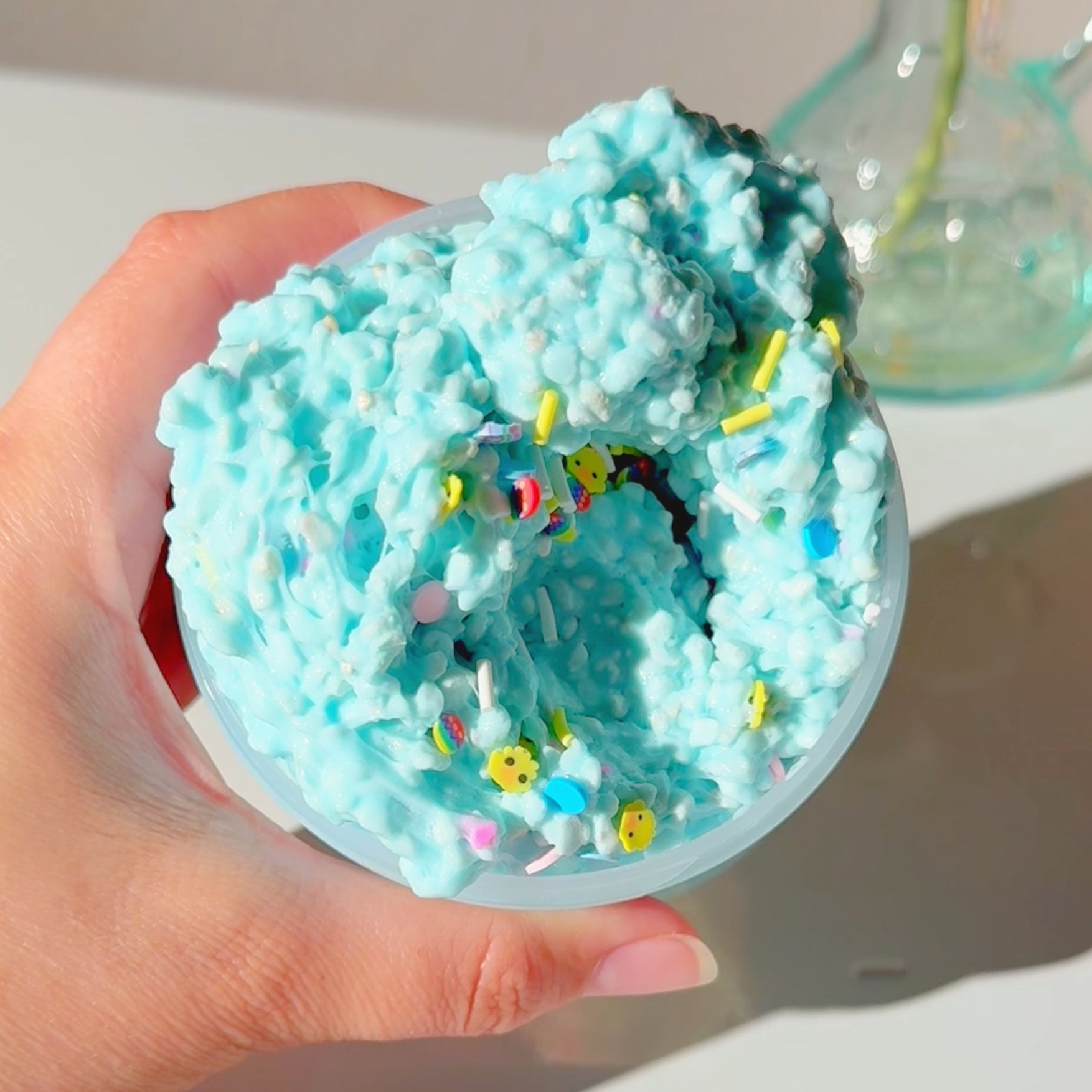 Peeps Mallow Treat Pastel Blue Creamy Perlite Slime Fantasies Shop 9oz Top View Texture