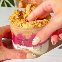 Raspberry Crumble Coffee Cake Pink Beige White Cloud Creme Slime Cozy Coffee Shop Slime Fantasies Shop 9oz Push