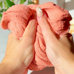 Raspberry Crumble Coffee Cake Pink Beige White Cloud Creme Slime Cozy Coffee Shop Slime Fantasies Shop Final Squeeze