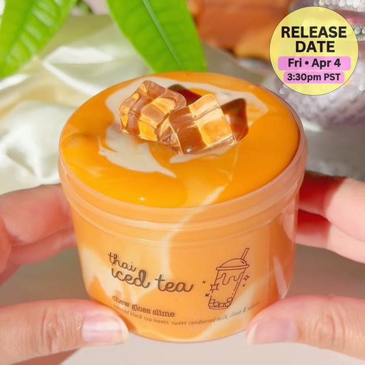 Thai Iced Tea Orange Chewy Thick and Glossy Slime Fantasies Shop 9oz Front View