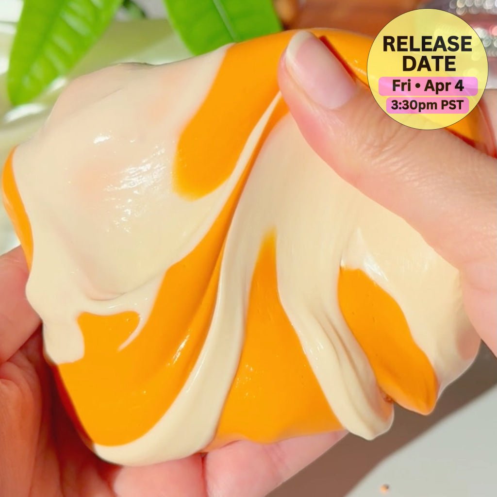 Thai Iced Tea Orange Chewy Thick and Glossy Slime Fantasies Shop Assembly Condensed Milk Swirling