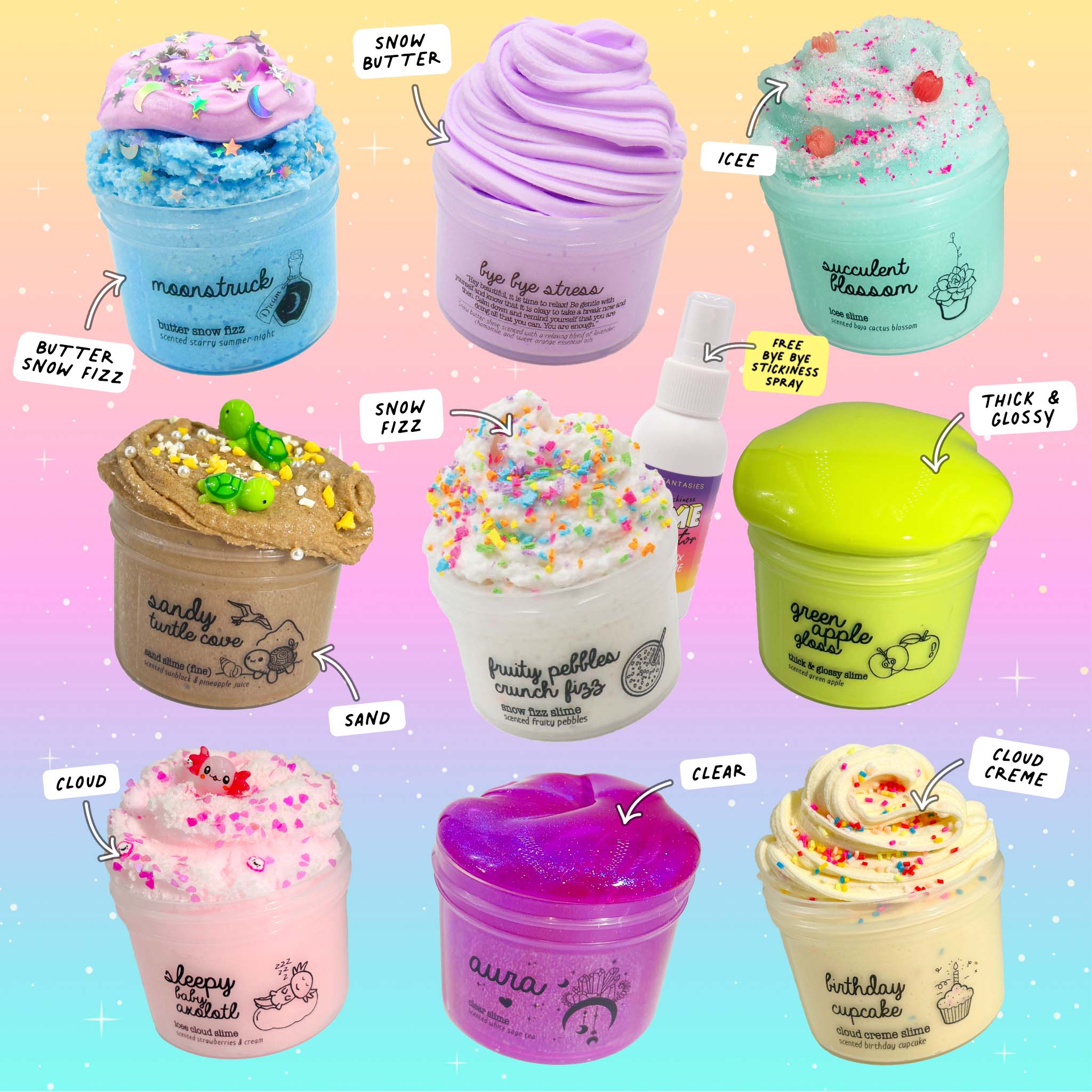 Slime Texture Sampler Variety Pack Slime Bundle Version3 Slime Fantasies Shop Front View