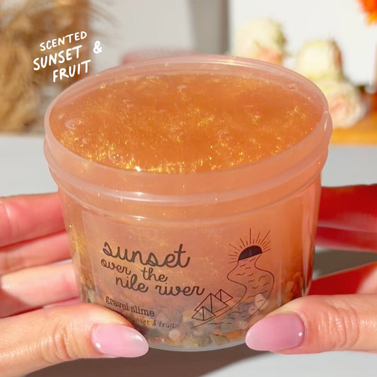 Sunset Over the Nile River Egypt Orange Amber Gravel Slime Slime Fantasies Shop 9oz Front View