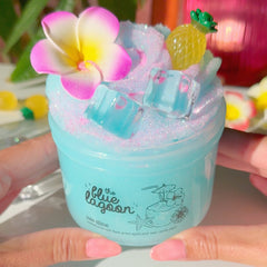 The Blue Lagoon Turquoise Icee Slime Sugarfoam Island Fruity Pineapple Scented Slime Fantasies Shop 9oz Front View