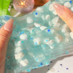 The Sound of the Ocean Blue Large Perlite Crunchy Clear Slime Fantasies Shop Stretch