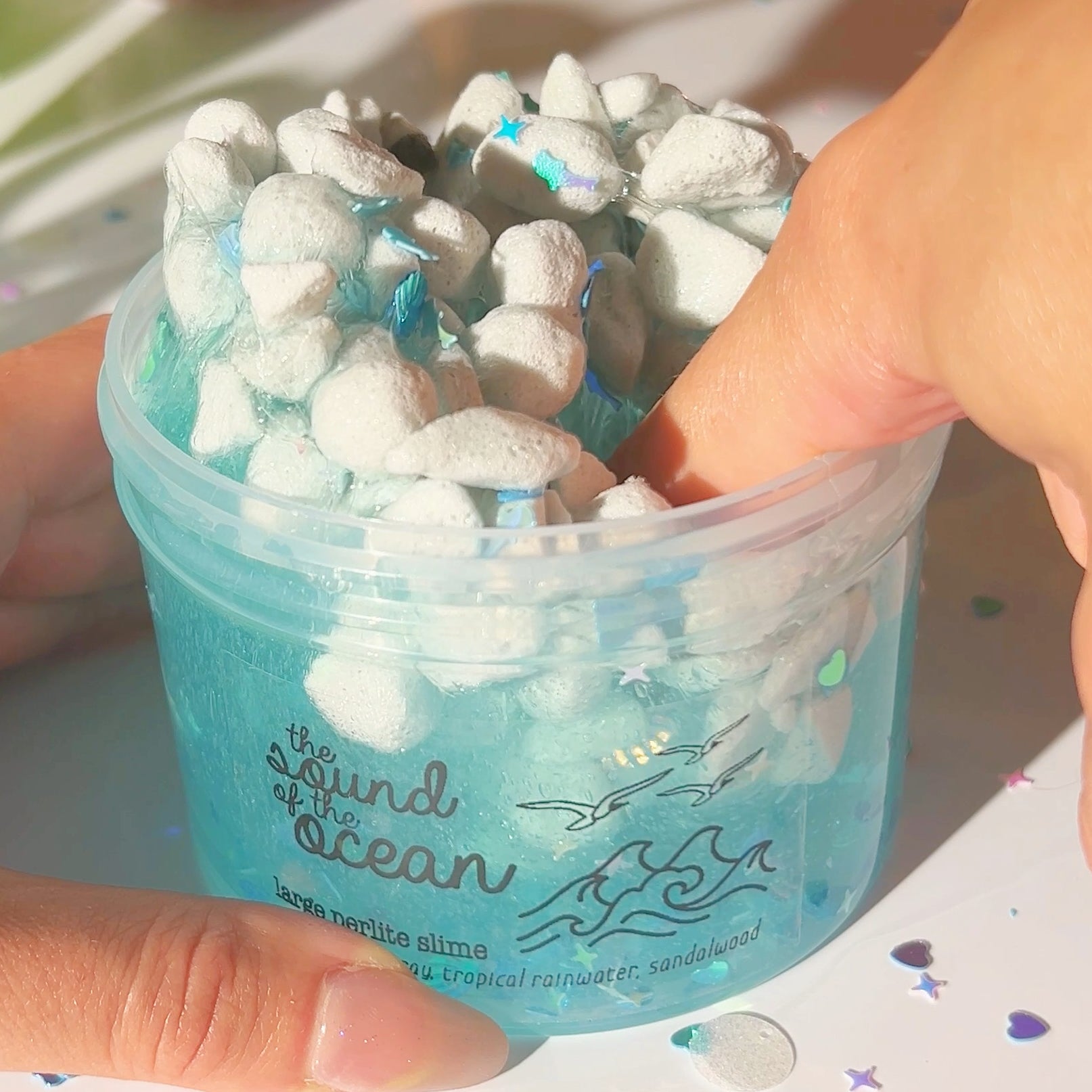 The Sound of the Ocean Blue Large Perlite Crunchy Clear Slime Fantasies Shop 9 oz Push