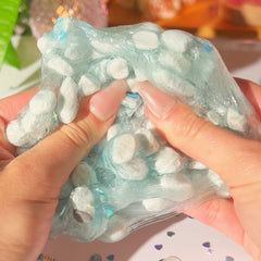 The Sound of the Ocean Blue Large Perlite Crunchy Clear Slime Fantasies Shop Stretched Squeeze