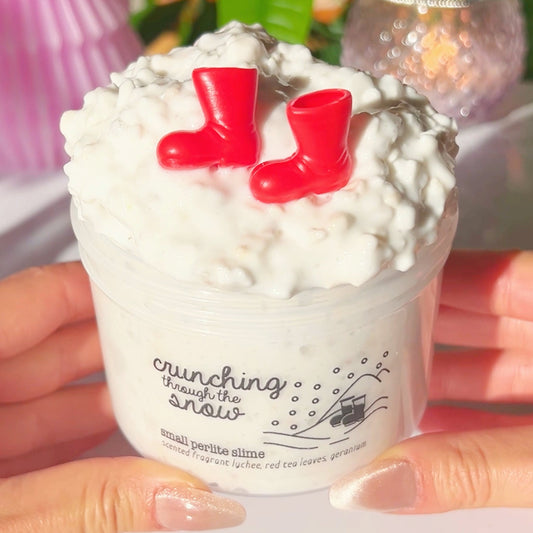 Crunching Through the Snow Snow White Small Perlite Slime Lychee Scented Slime Fantasies Shop 9oz Front View