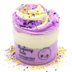 Blueberry Babe Purple Yellow Sprinkles Fruity Fruit Creamy Soft Cloud Creme Slime Fantasies Shop 7oz Front View
