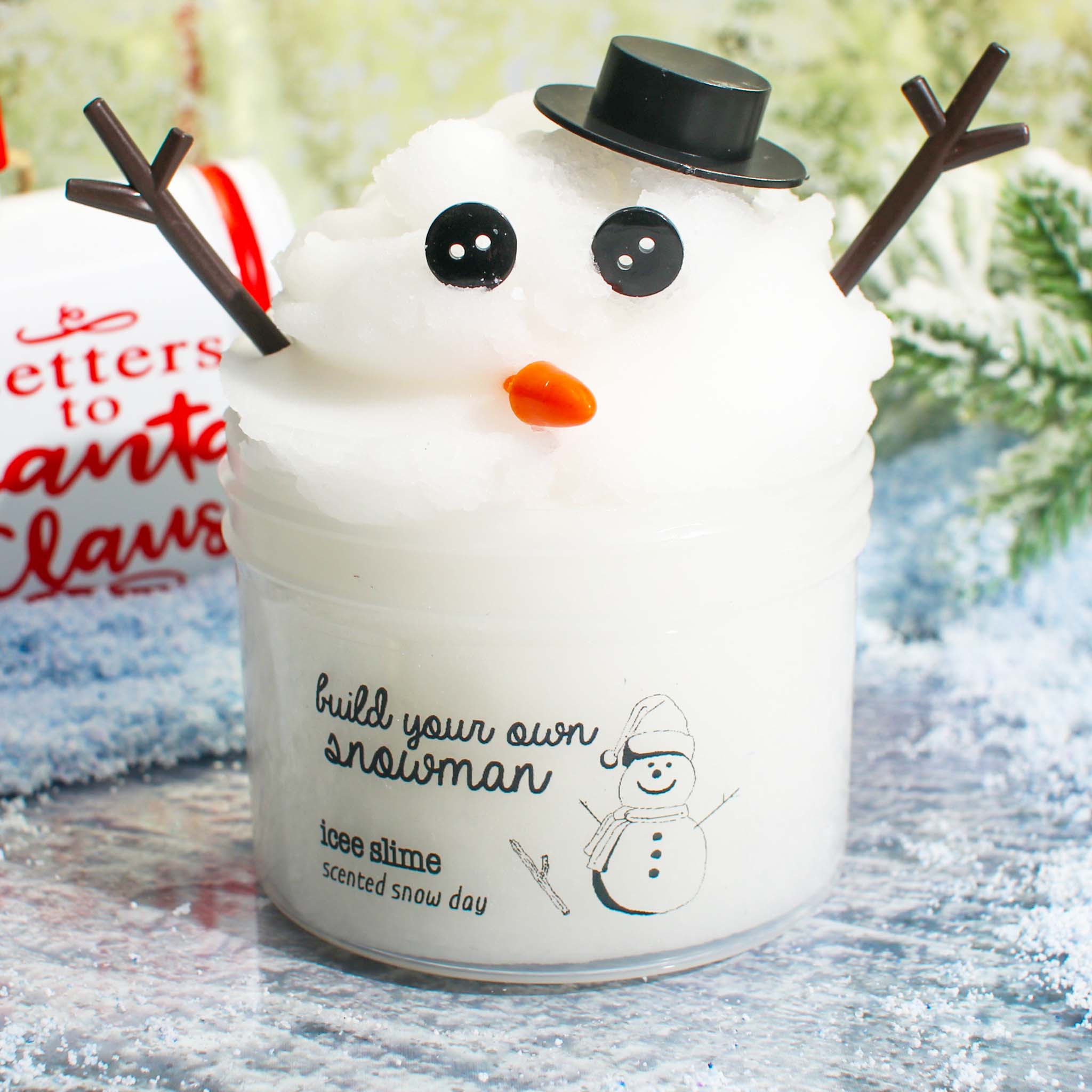 Build Your Own Snowman Christmas Winter White DIY Icee Slime Fantasies Shop 9oz Front View