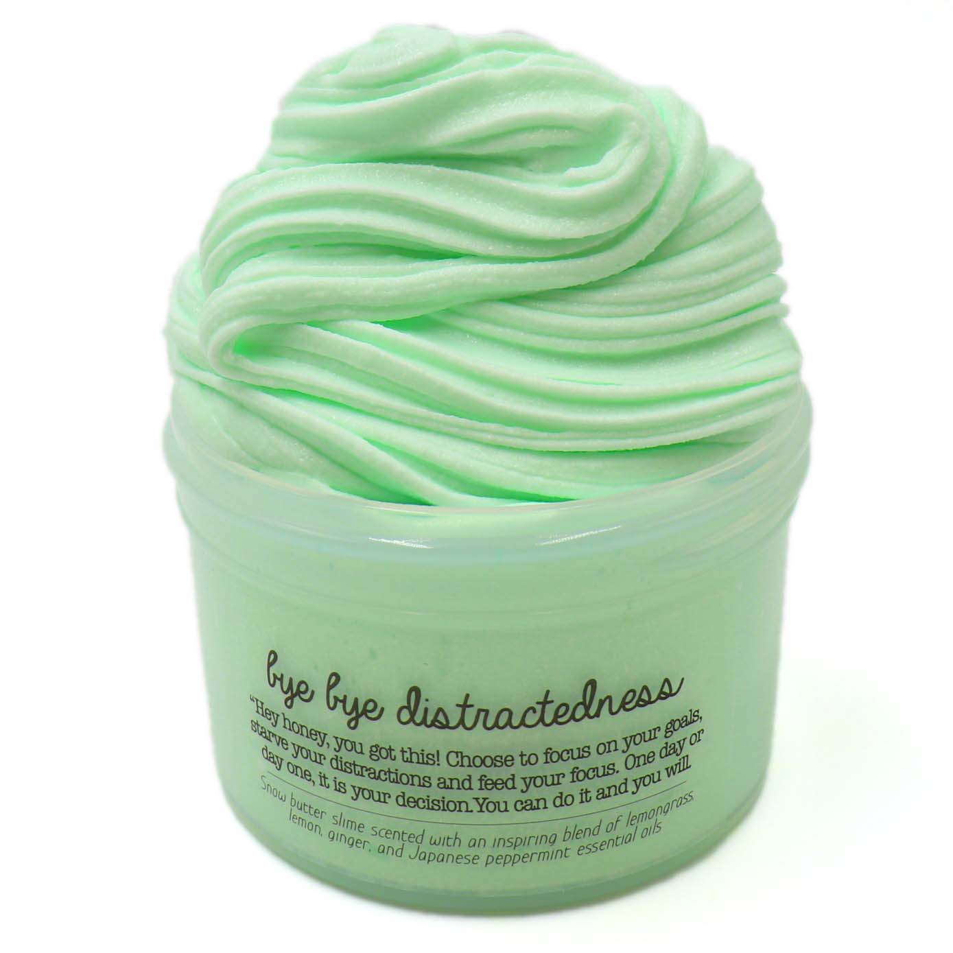 Bye Bye Distractedness Focus Green Anxiety Relief Toy Tool Stress Sensory Therapy Dough Aromatherapy Essential Oil Scented Slime Fantasies Shop 7oz Front View