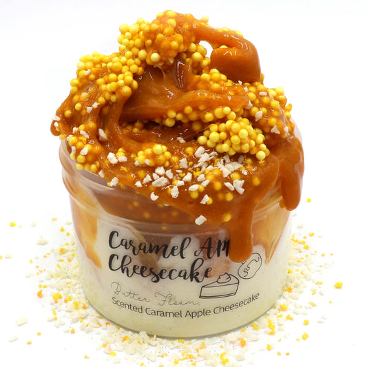 Caramel Apple Cheesecake Floam Crunchy Butter Halloween Fall Slime Fantasies Shop 8oz Front View