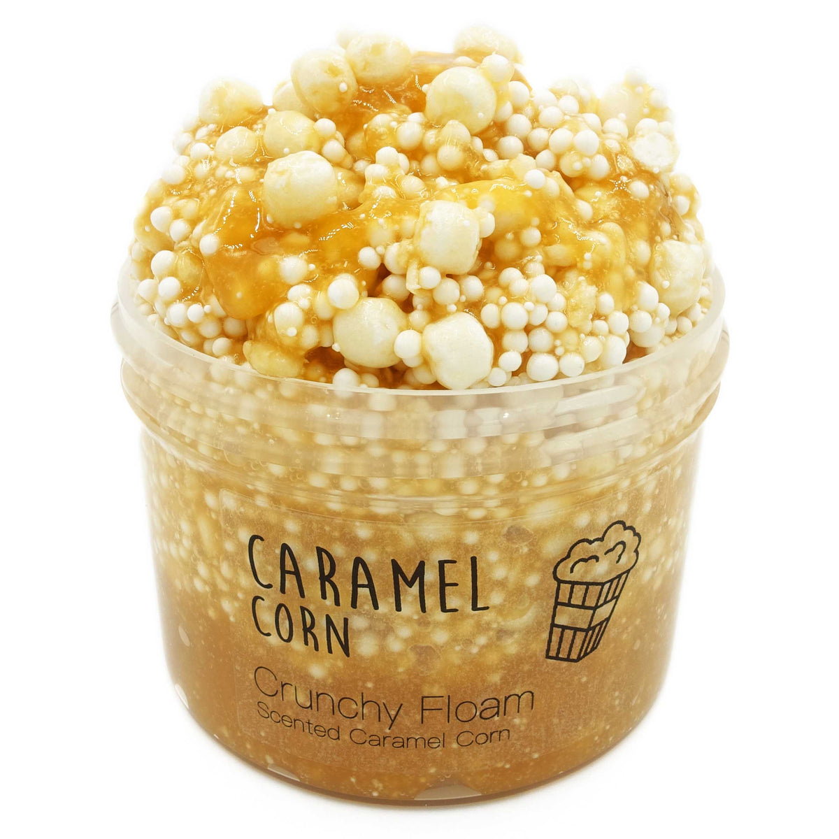 Caramel Corn Crunchy Clear Glue Floam Slime 8oz Front View