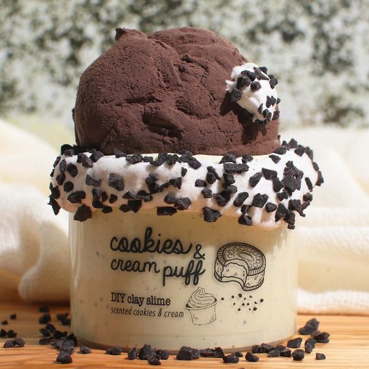 Cookies and Cream Puff Clay Butter Scented DIY Slime Fantasies Shop 9oz Front View WEBSITE2