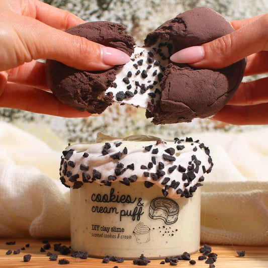 Cookies and Cream Puff Clay Butter Scented DIY Slime Fantasies Shop 9oz Front View Website 2