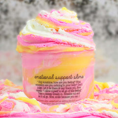 Emotional Support Mental Health Sensory Dough Cloud Creme Pink Yellow Butter Slime Fantasies Shop 9oz Front View WEBSITE