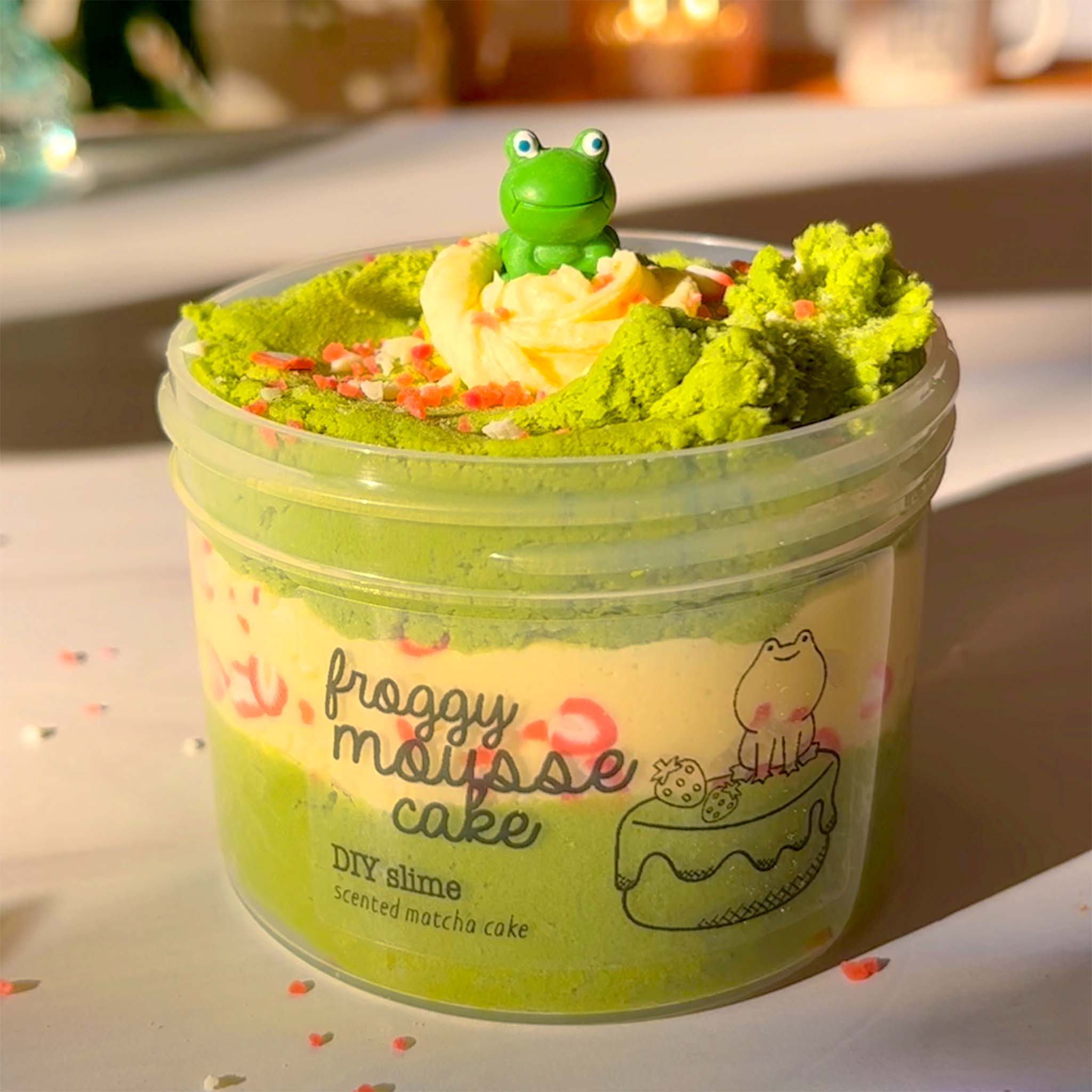 Froggy Mousse Cake Cute Kawaii Matcha DIY Slime Fantasies Shop 9oz Front View