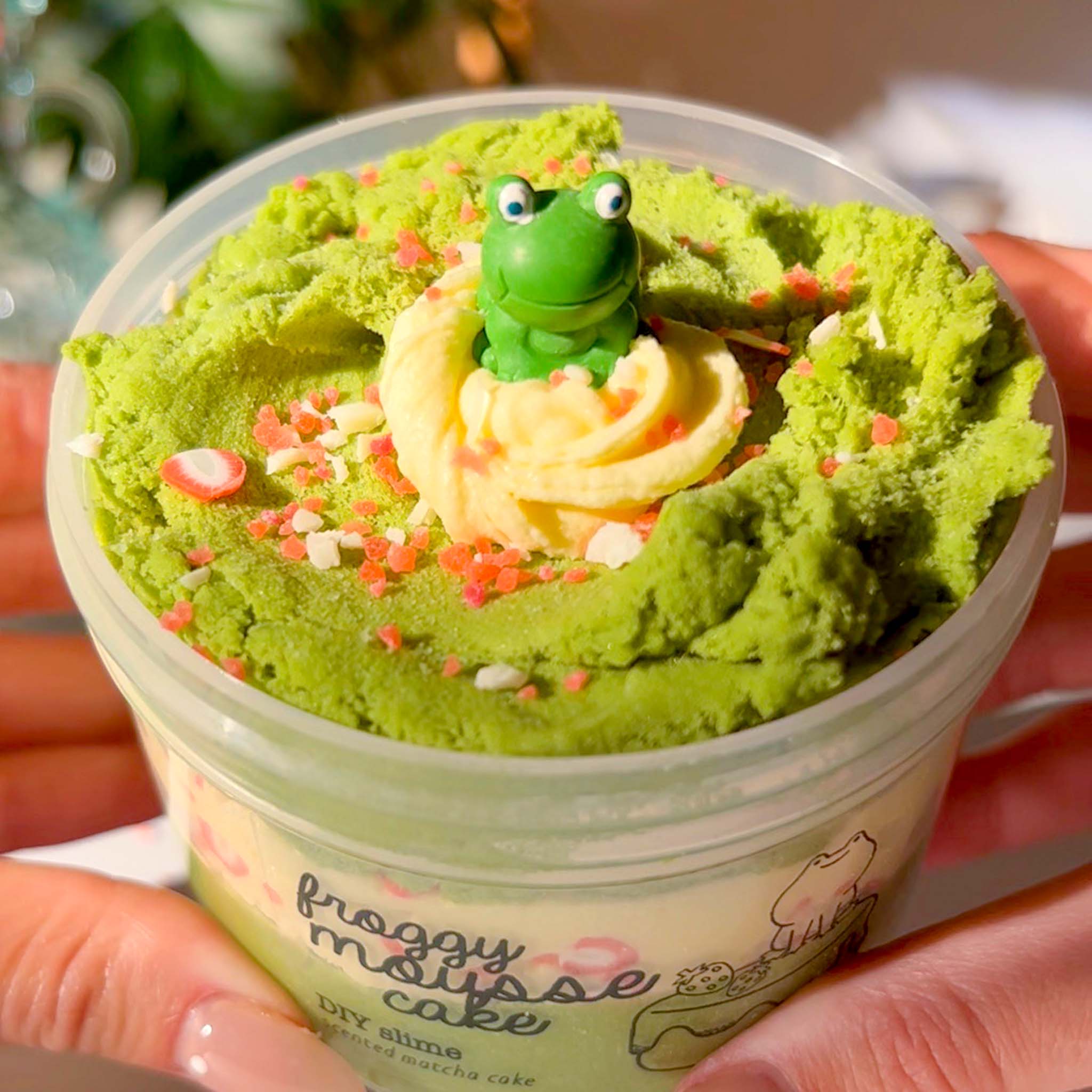 Froggy Mousse Cake Cute Kawaii Matcha DIY Slime Fantasies Shop 9oz Front View Top View