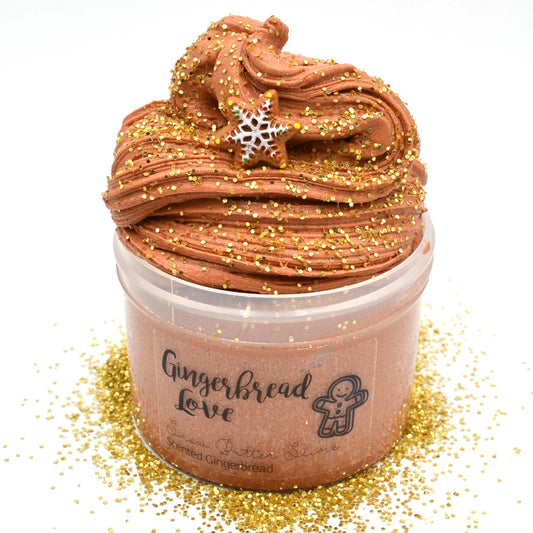 Gingerbread Love Brown Snow Clay Creamy Glitter Butter Christmas Gift Slime Fantasies Shop 8oz Front View