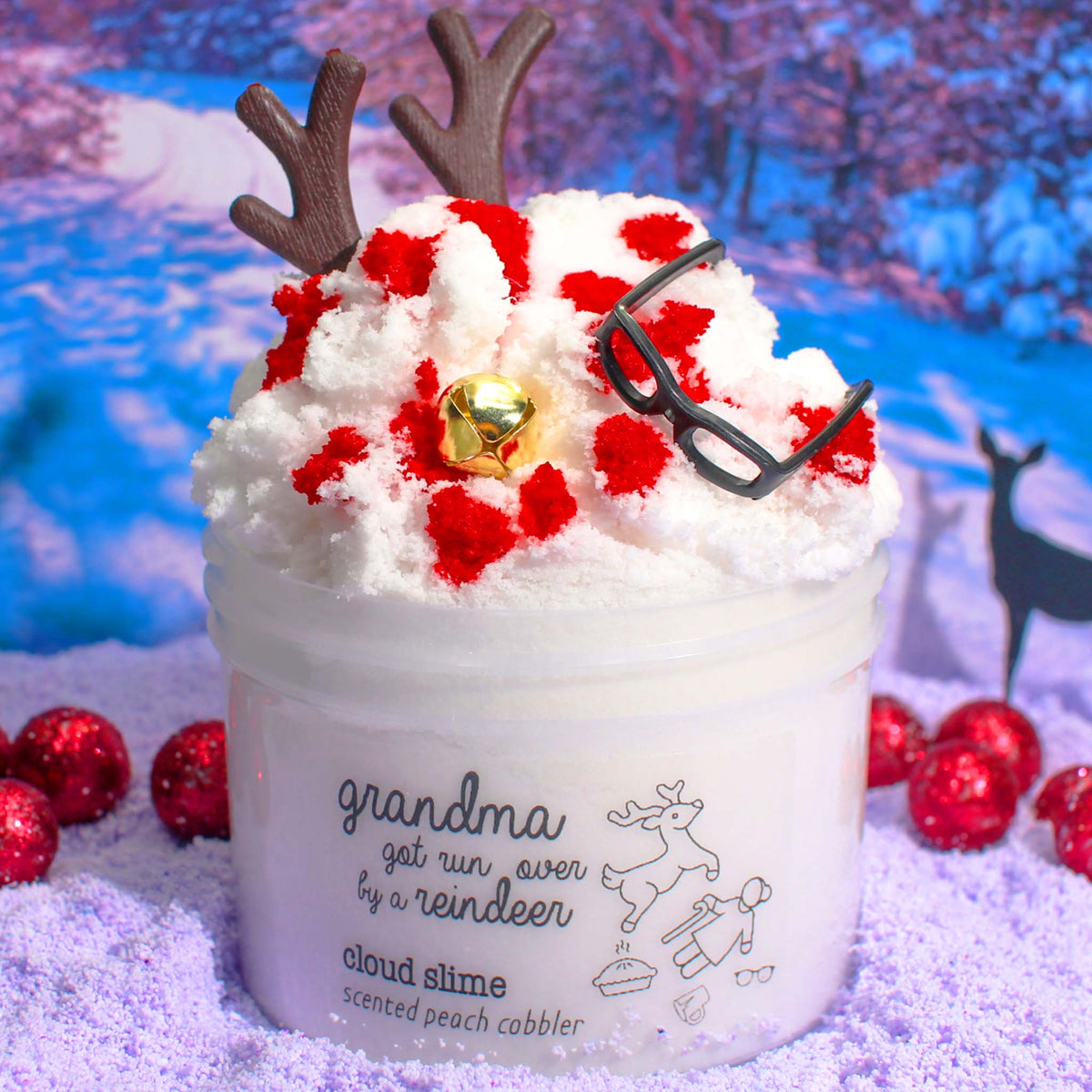 Grandma Got Run Over By a Reindeer Christmas Fluffy White Cloud Slime Fantasies Shop 9oz Front View