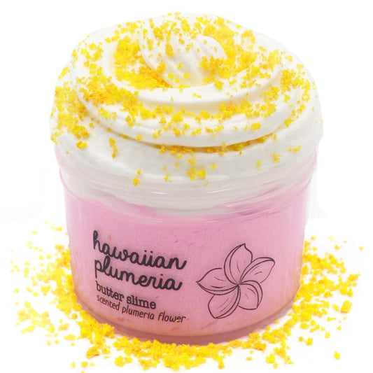 Hawaiian Plumeria Pink White Tropical Floral Flower Layered Sprinkles Butter Slime Fantasies Shop 7oz Front View