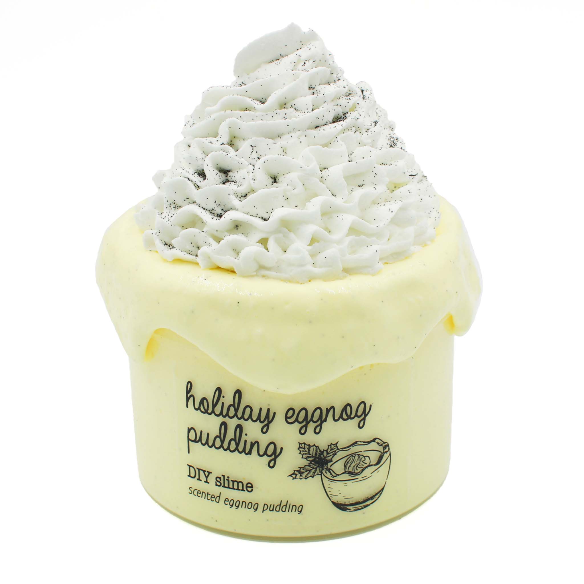 Holiday Eggnog Pudding Christmas Slime Gift For Kids Yellow White Scented Clay Creamy DIY Butter Slime Fantasies Shop 9oz Front View