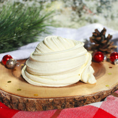 Holiday Eggnog Pudding Christmas Slime Gift For Kids Yellow White Scented Clay Creamy DIY Butter Slime Fantasies Shop 9oz Front View Decoration Swirl