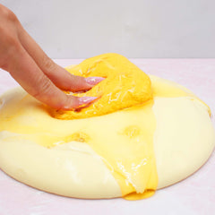 Honey Buttered Cornbread Fall Slime DIY Butter Slime Fantasies Pressing