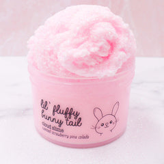 Lil Fluffy Bunny Tail Pastel Pink Strawberry Pina Colada Glitter Fluffy Cloud Slime Fantasies Shop 7oz Front View Color Background