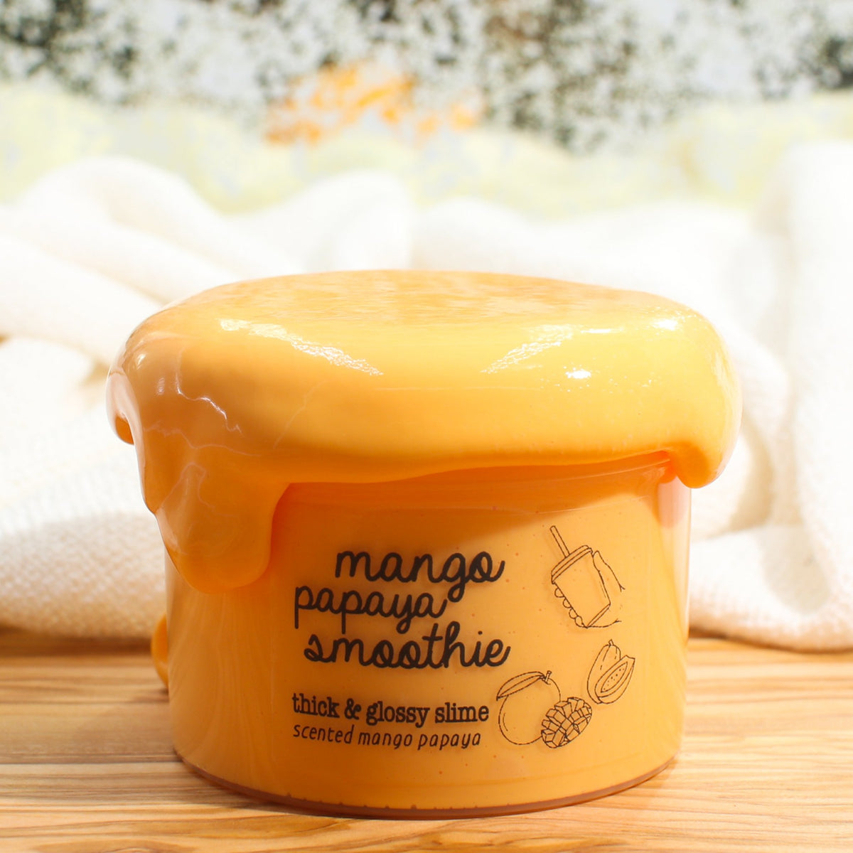 Mango Papaya Smoothie Thick Glossy Scented Orange Slime Fantasies Shop 9oz Front View