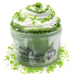Matcha Swirl Dream Green White Tea Marbled Swirled Sprinkles Cloud Creme Cream Slime Fantasies 7oz Front View