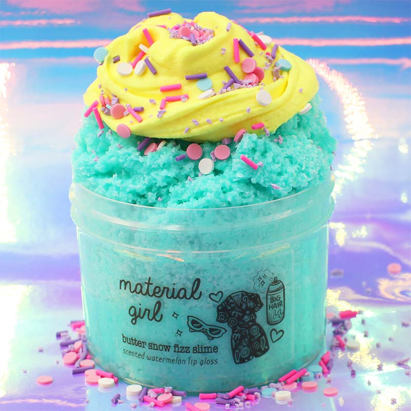 Material Girl 80s Neon Layered Snow Fizz Butter Crunch Slime Fantasies Shop 9oz Front View