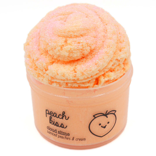 Peach Kiss Orange Glitter Fruity Fruit Fluffy Cloud Slime Fantasies Shop 7oz Front View