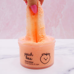 Peach Kiss Orange Glitter Fruity Fruit Fluffy Cloud Slime Fantasies Shop 7oz Front View Drizzle